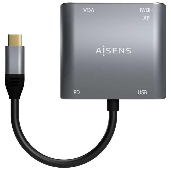 Aisens Conversor USB-C a VGA/HDMI 4K/USB 3.0/USB-C PD A109-0626 Gris